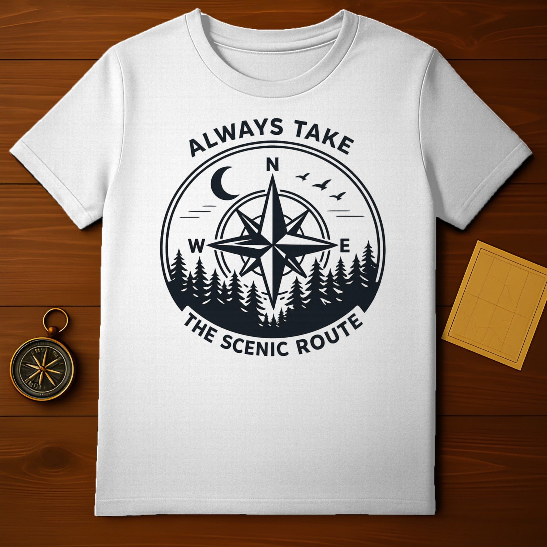 Always Take The Scenic Route Compass Design Shirt