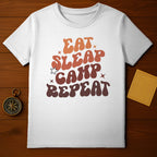 Eat Sleep Camp Repeat Graphic Tee for Camping Fans