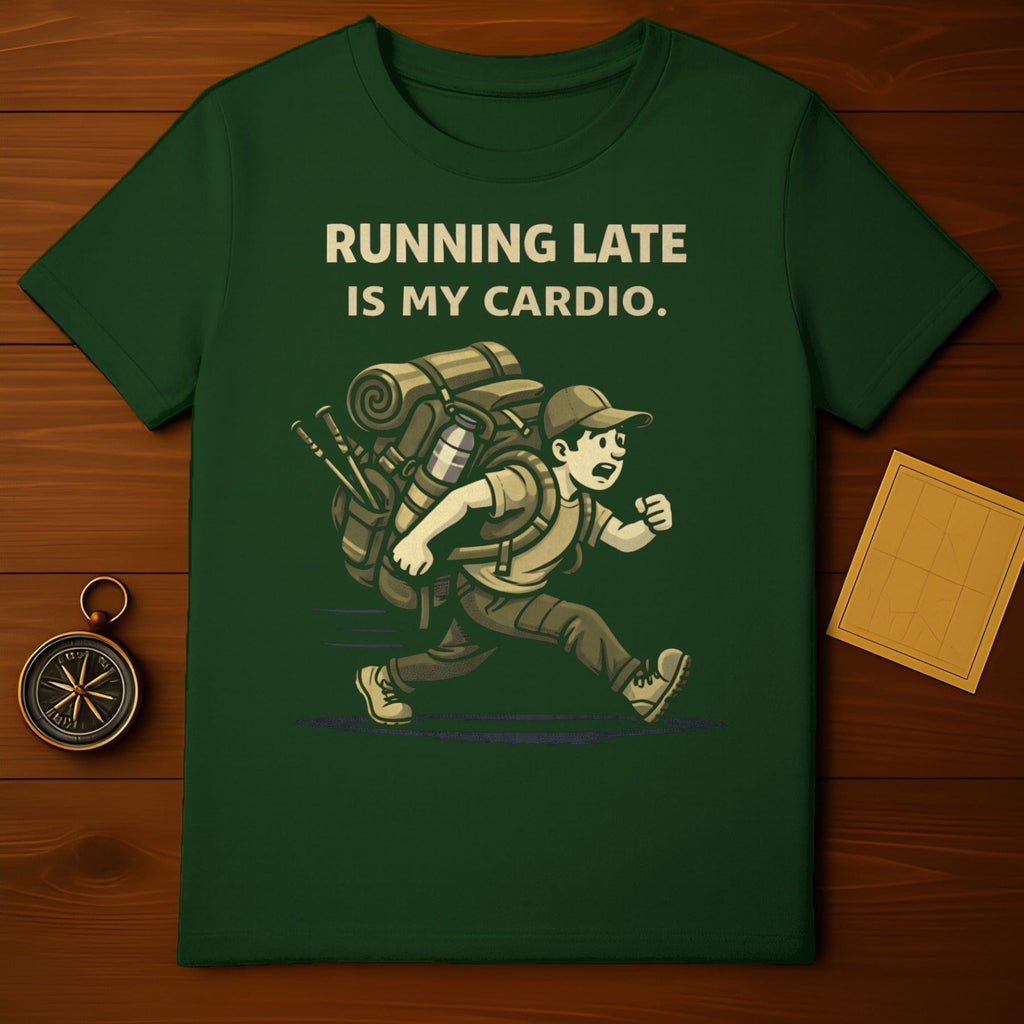Running Late Is My Cardio Hiking Backpack Graphic Tee