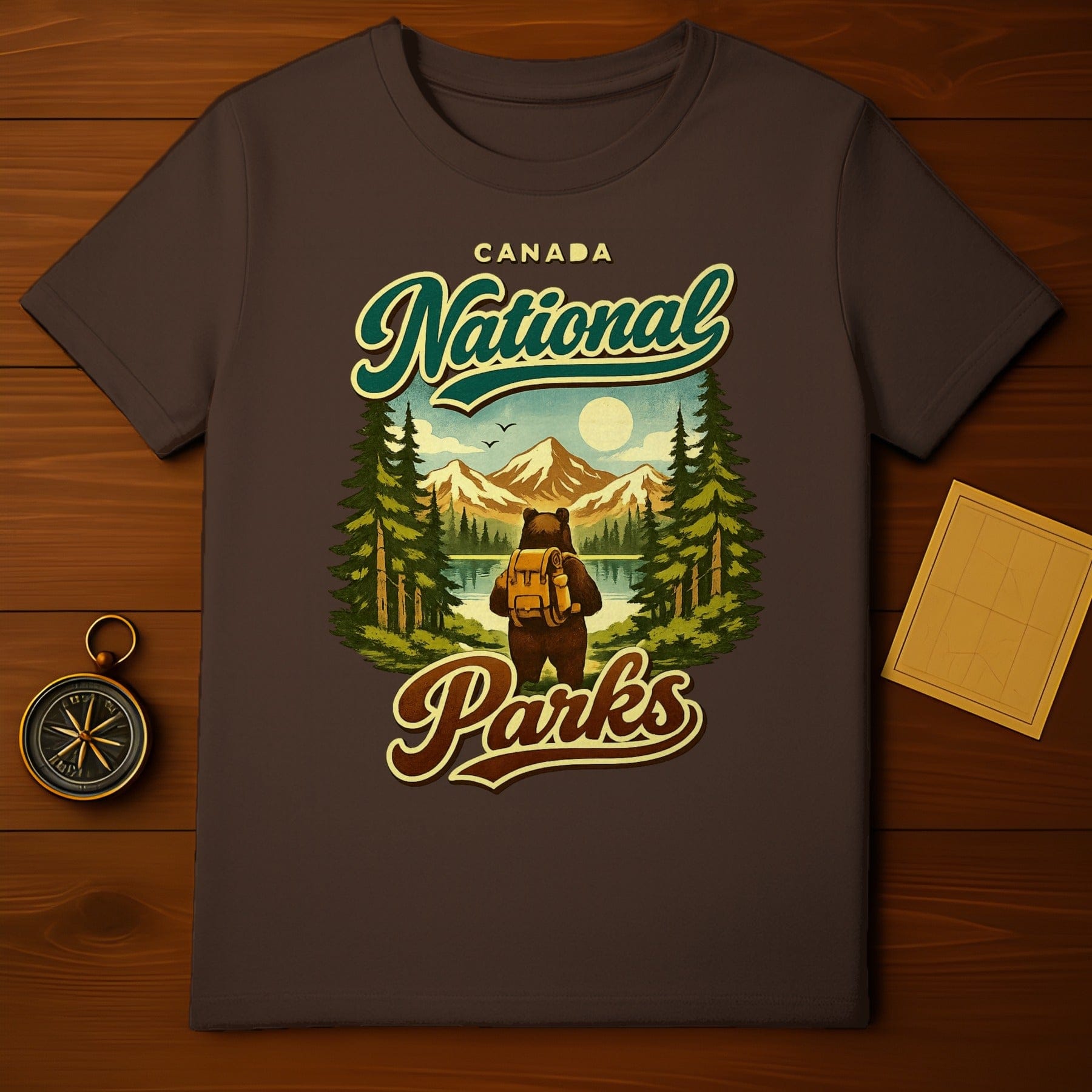 Canada National Parks Bear Hiking Adventure product type
Canada National Parks, Bear Backpack, Lake Mountains, Pine Trees, Outdoor Adventure, Hiking Camping, Nature Explore, Wildlife Scene, Travel Souvenir, Vintage Style, Forest Wilderness, Mountain Landscape, Moon Reflection, Canadian Scenery, Animal Graphic, Adventure Seeker, Grizzly Bear, Evergreen Forest, Retro Design, Scenic View