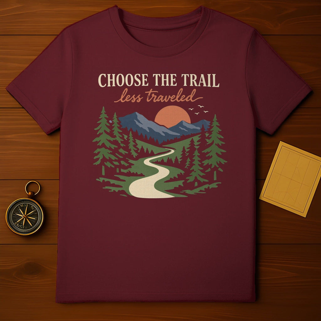 Choose The Trail Less Traveled Mountain Sunset T-Shirt product type
Trail
Less Traveled
Mountain
Sunset
Forest
Trees
Nature
Outdoors
Adventure
Hiking
Explore
Wanderlust
Camping
Travel
Landscape
Scenic
Path
Journey
Maroon Shirt
Graphic Tee