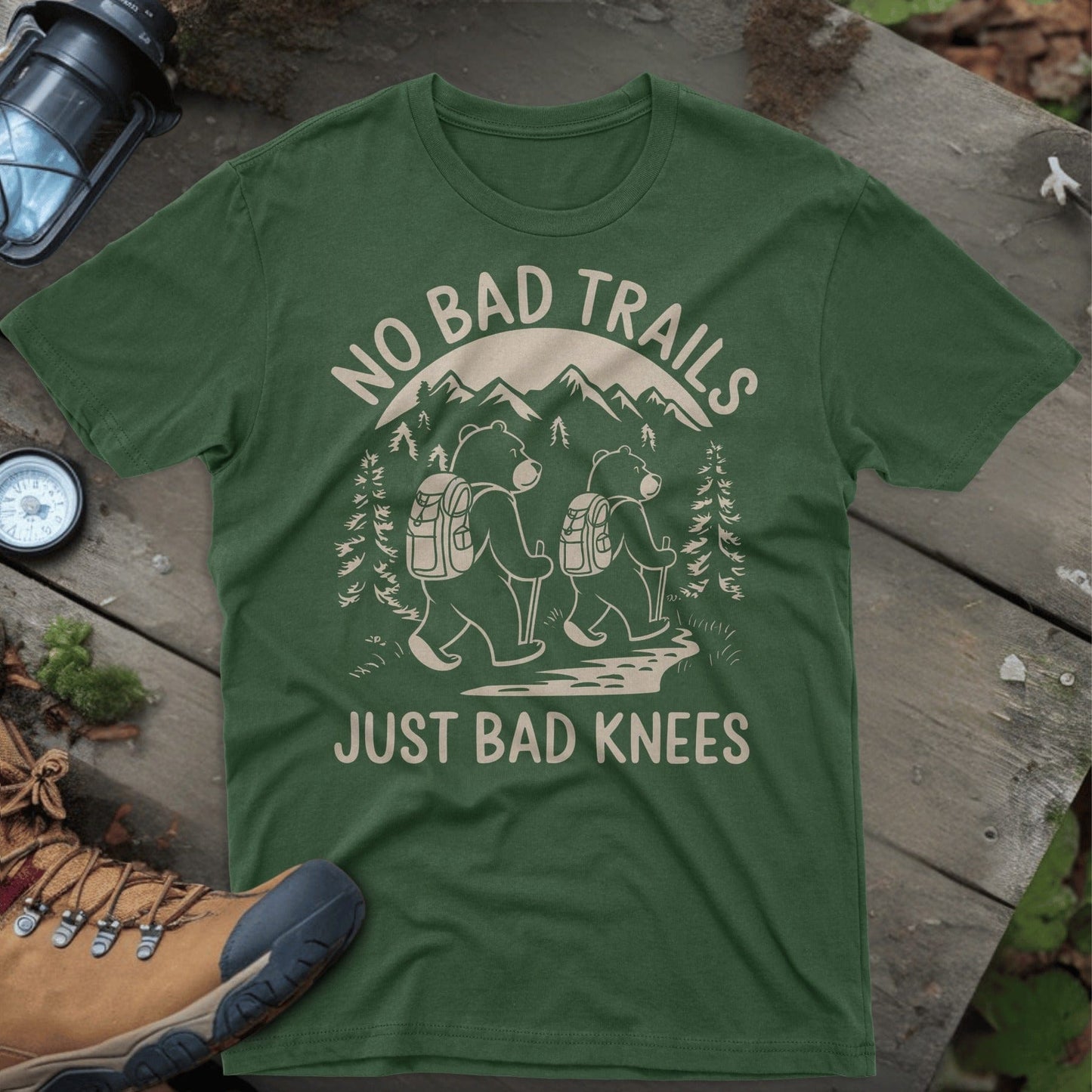 No Bad Trails Just Bad Knees Hiking Shirt product