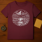 Mountain Scene Waterfall Graphic Design T-shirt