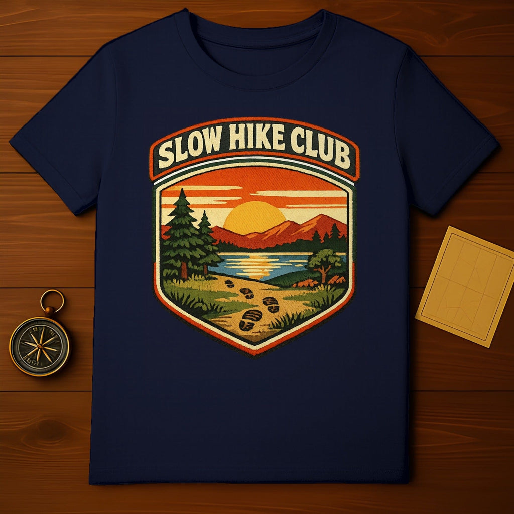 Slow Hike Club Sunset Design Outdoor Adventure Shirt