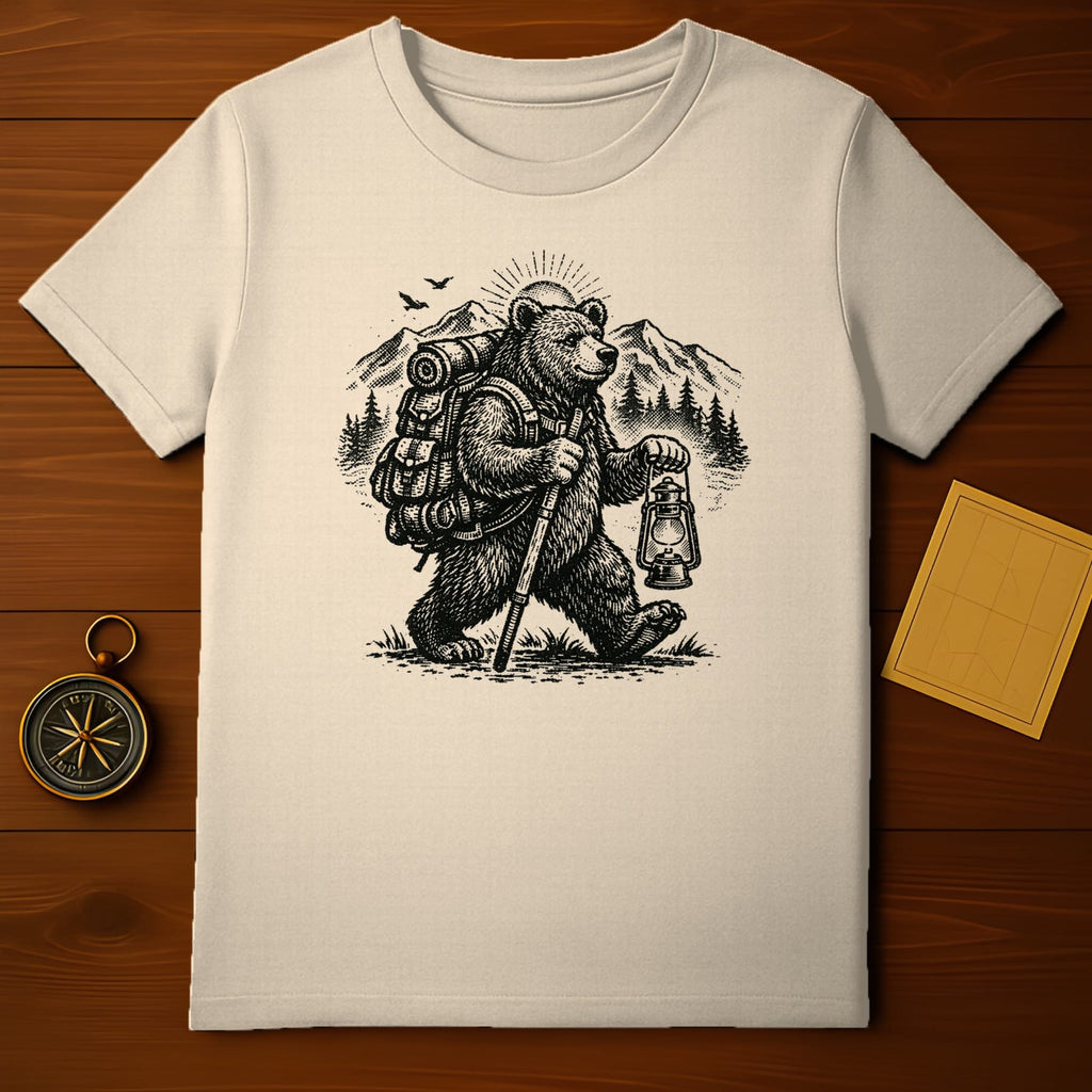 Bear with Lantern Hiking Adventure Graphic T-shirt