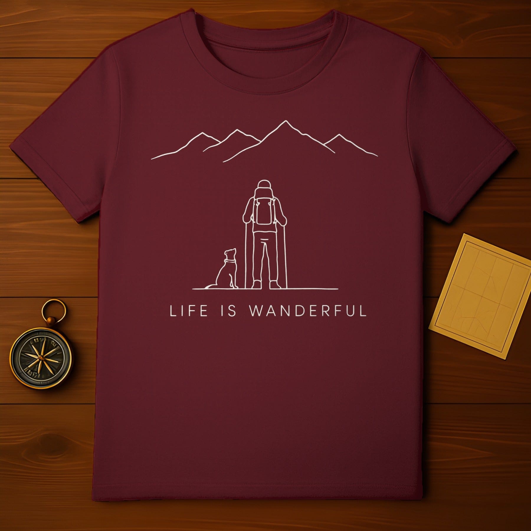 Life is Wanderful Hiker and Dog Graphic T-shirt