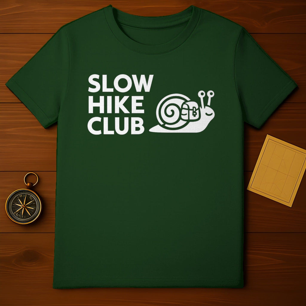 Slow Hike Club Snail Printed Green T-Shirt