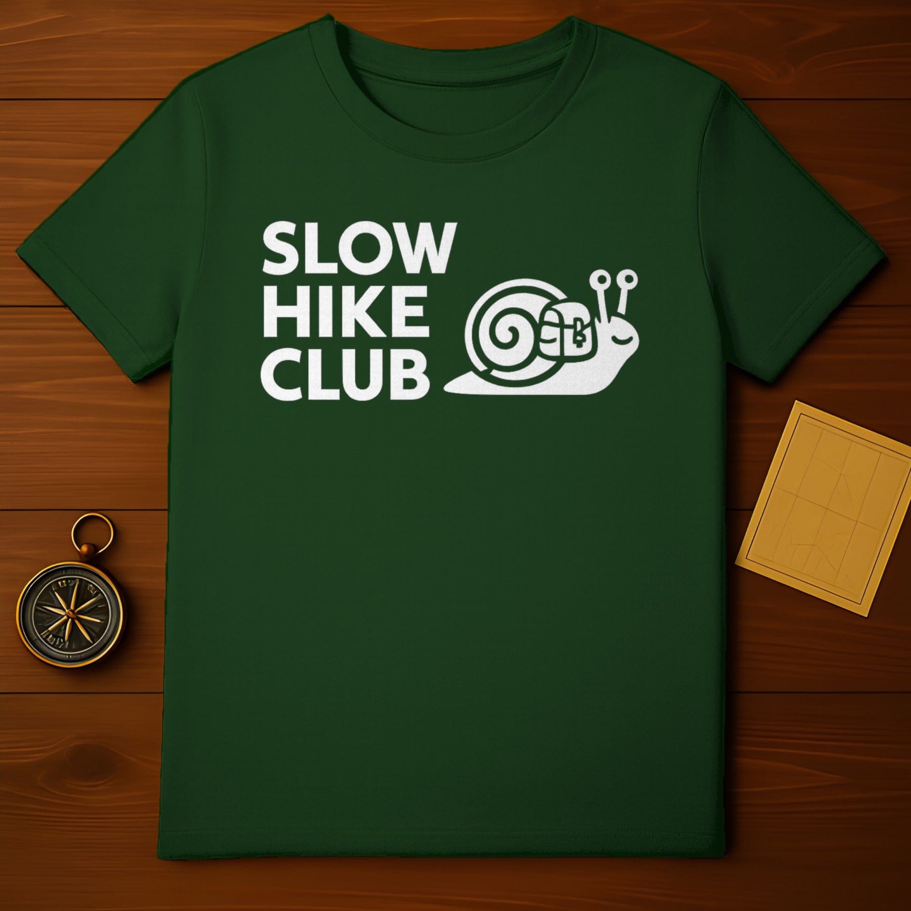 Slow Hike Club Snail Printed Green T-Shirt
