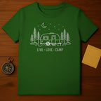 Green Live Love Camp Camper Trailer Pine Trees Stars Moon product type