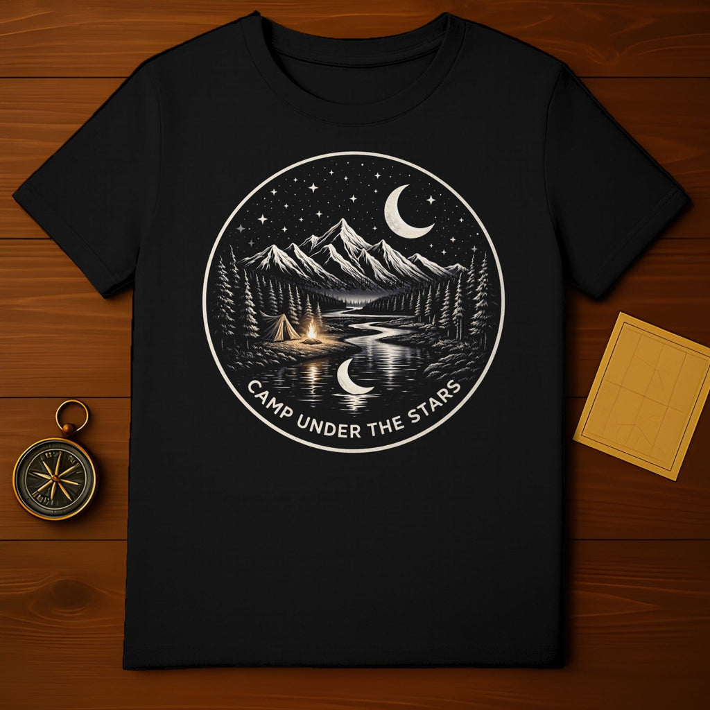 Camp Under The Stars Night Sky River Tent Campfire Scene product type
Camp Under The Stars, Camp, Stars, Mountains, River, Moon, Night Sky, Tent, Campfire, Pine Trees, Forest, Nature, Outdoors, Adventure, Camping Life, Night Scene, Wilderness, Exploration, Celestial Design, Landscape Art