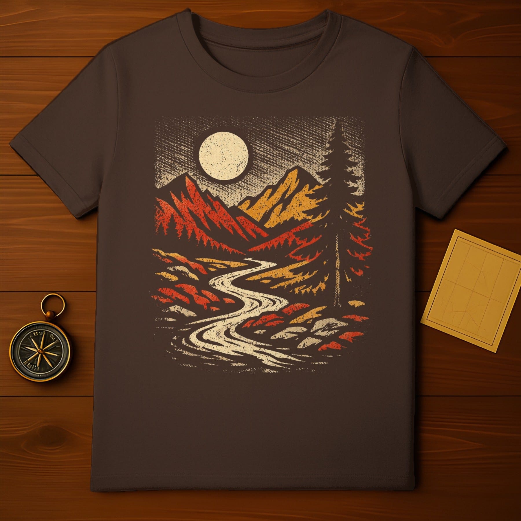 Moonlit Mountain River Graphic T-Shirt Product