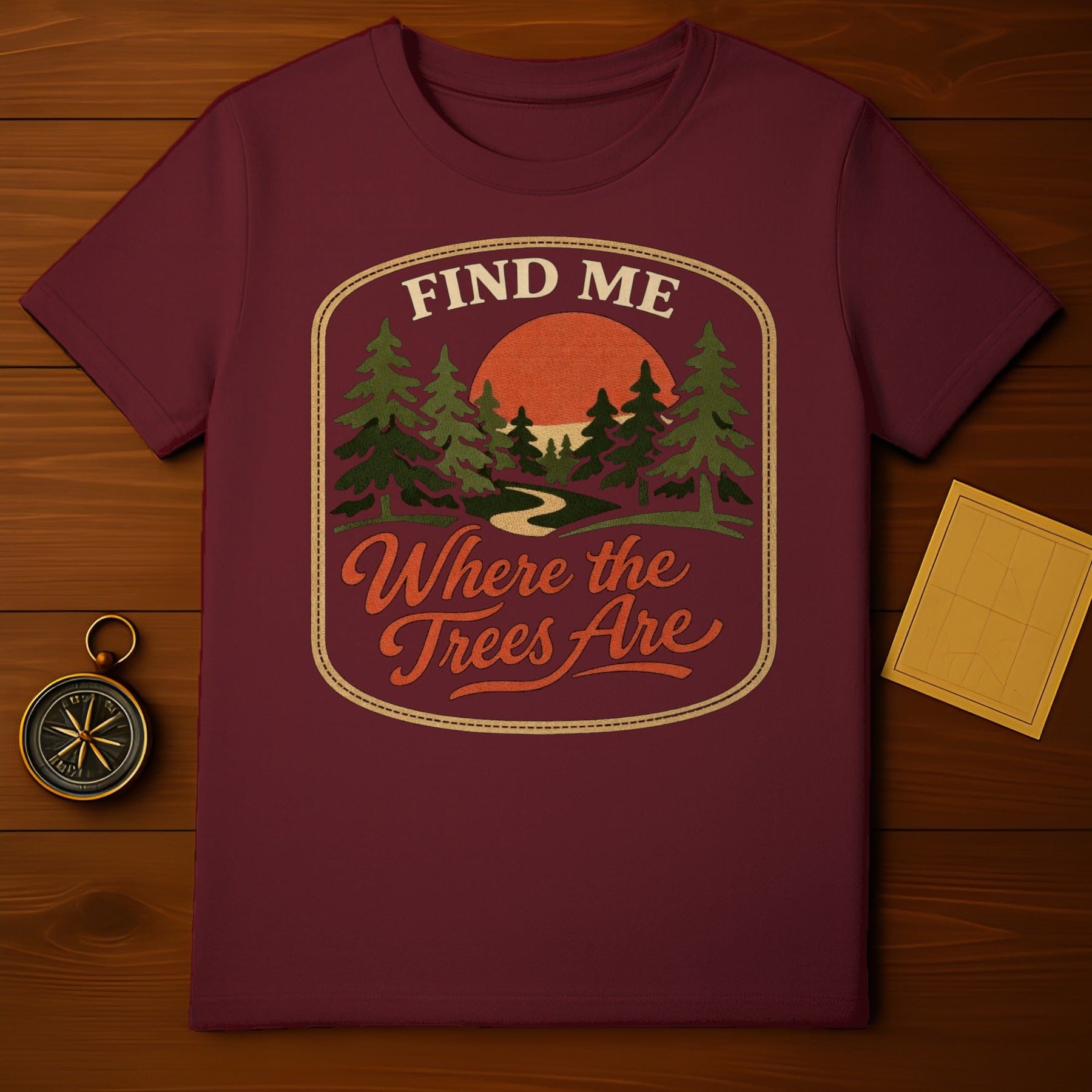 Find Me Where The Trees Are Forest Sunset product type
t-shirt
forest
trees
nature
camping
hiking
outdoors
adventure
wilderness
sunset
sunrise
graphic tee
maroon
burgundy
explorer
travel
vintage design
retro
woodland
landscape