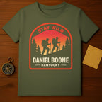 STAY WILD DANIEL BOONE KENTUCKY HIKING TSHIRT product type