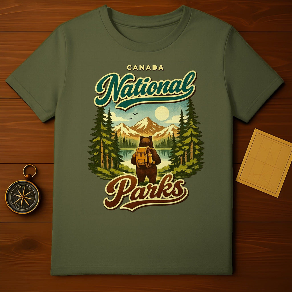 CANADA National Parks Bear Lake Mountains Trees product type
Canada
National Parks
Bear
Mountain
Lake
Trees
Forest
Nature
Adventure
Hiking
Wildlife
Retro
Vintage
Travel
Outdoors
Graphic tee
Scenery
Exploration
Camping
Wilderness