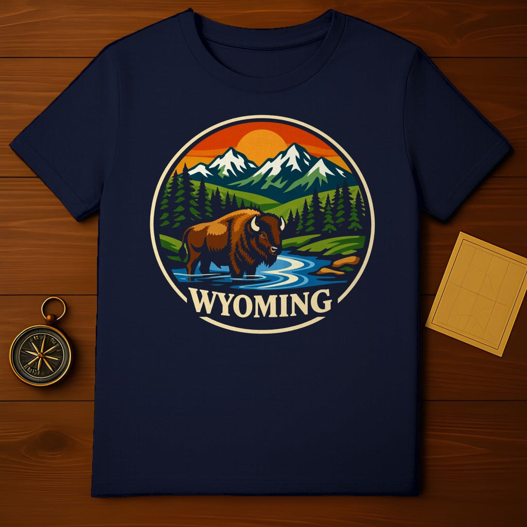 Wyoming Bison Mountain River Sun Graphic product type
Wyoming,Bison,Buffalo,Mountain,River,Sun,Nature,Wildlife,Outdoor,Landscape,Graphic tee,T-shirt,Apparel,National Park,Adventure,Travel,Western,Retro design,Forest,Animal print
