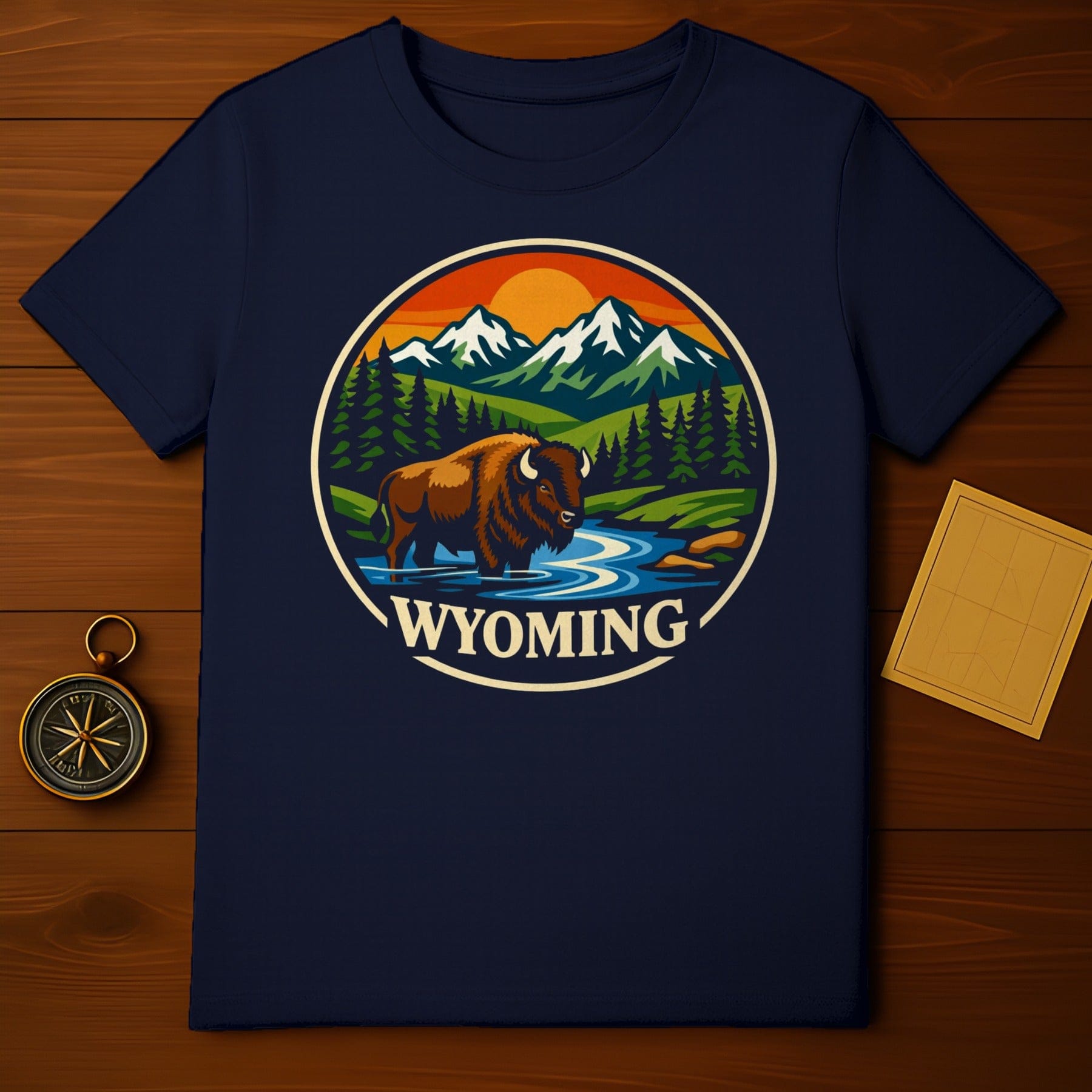 Wyoming Bison Mountain River Sun Graphic product type
Wyoming,Bison,Buffalo,Mountain,River,Sun,Nature,Wildlife,Outdoor,Landscape,Graphic tee,T-shirt,Apparel,National Park,Adventure,Travel,Western,Retro design,Forest,Animal print