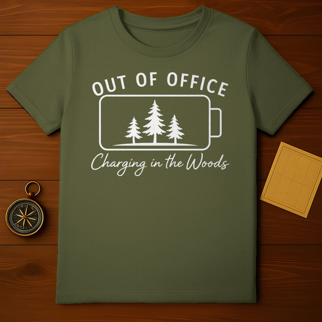 Out Of Office Charging in the Woods T-shirt