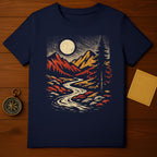 Scenic Mountain Moonlit Night T-Shirt Design