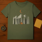 Moonlit Mountain Camping Scene T-Shirt