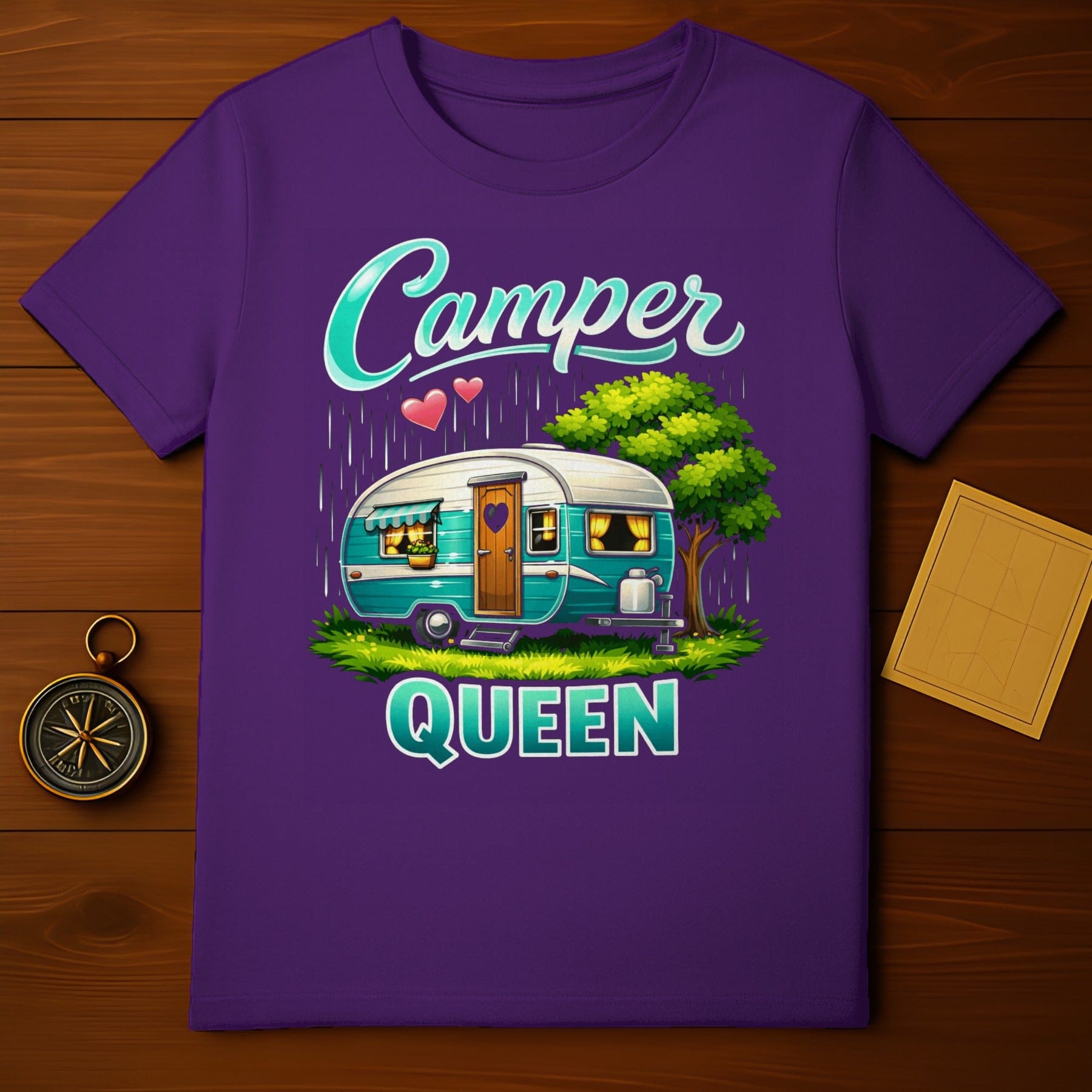 Camper Queen Hearts Camper Trailer Tree Design Purple product type