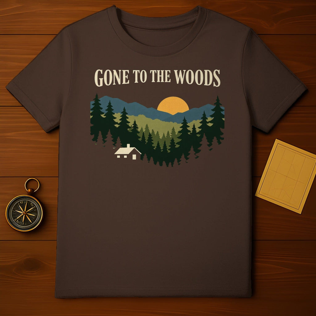 GONE TO THE WOODS Cabin Mountain Forest Sun product type