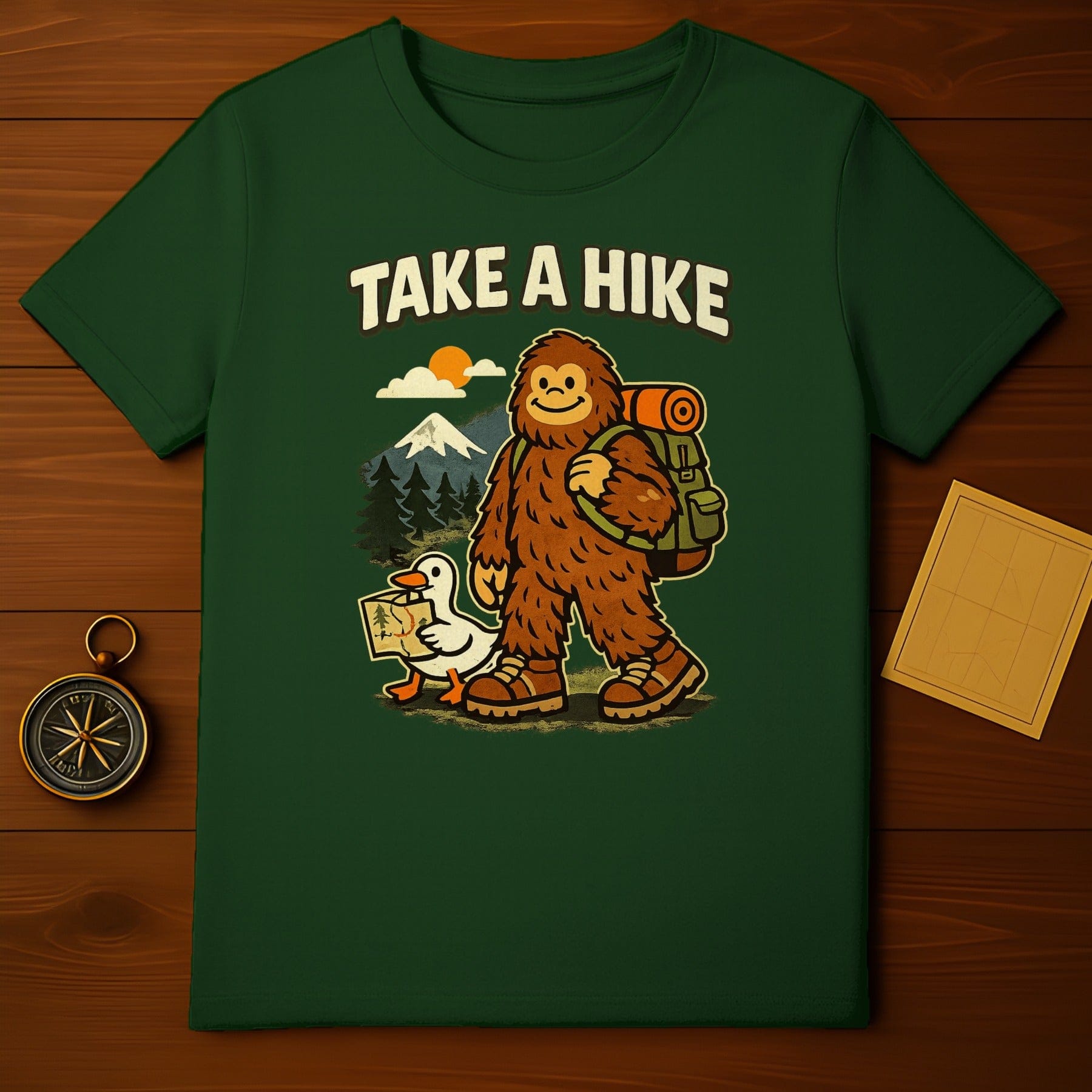 Bigfoot and Duck Take a Hike T-Shirt Hiking Adventure