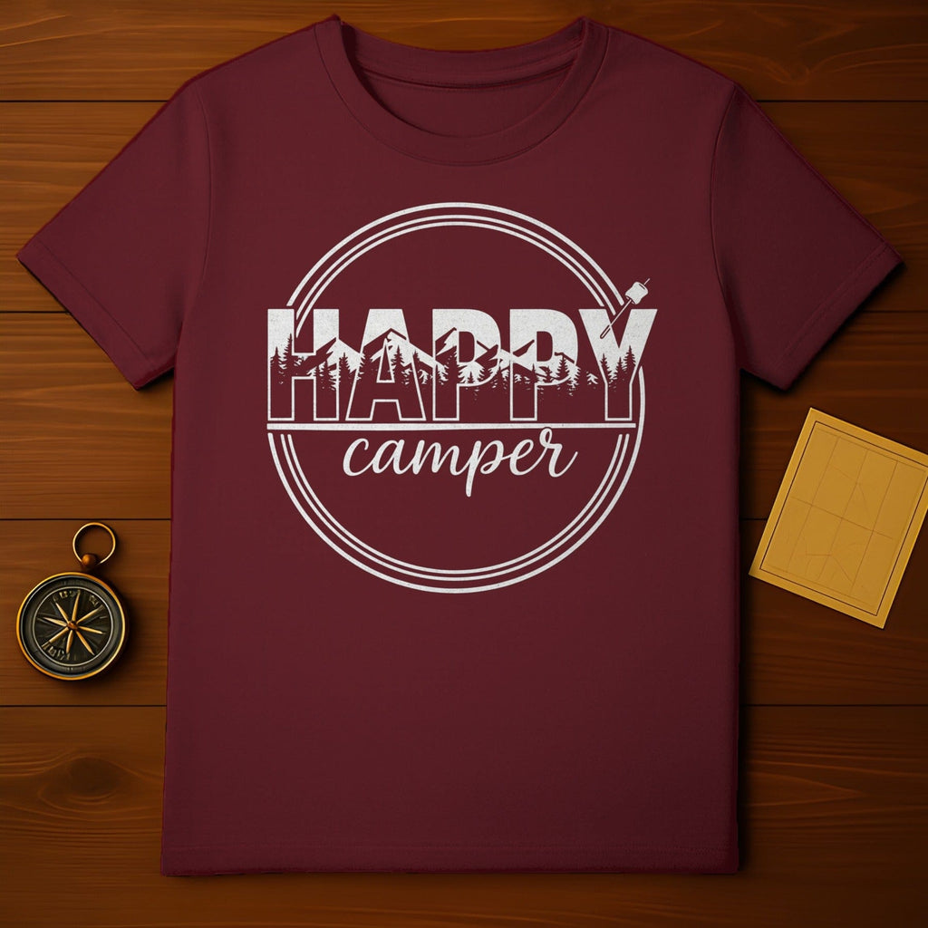 Happy Camper Graphic T-Shirt for Outdoor Enthusiasts