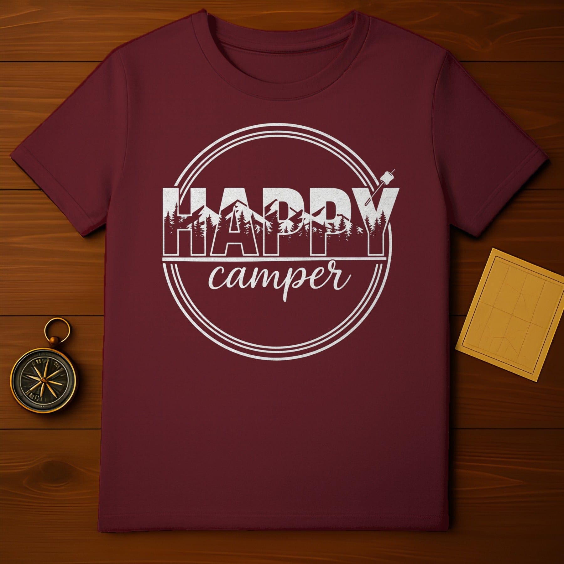 Happy Camper Graphic T-Shirt for Outdoor Enthusiasts