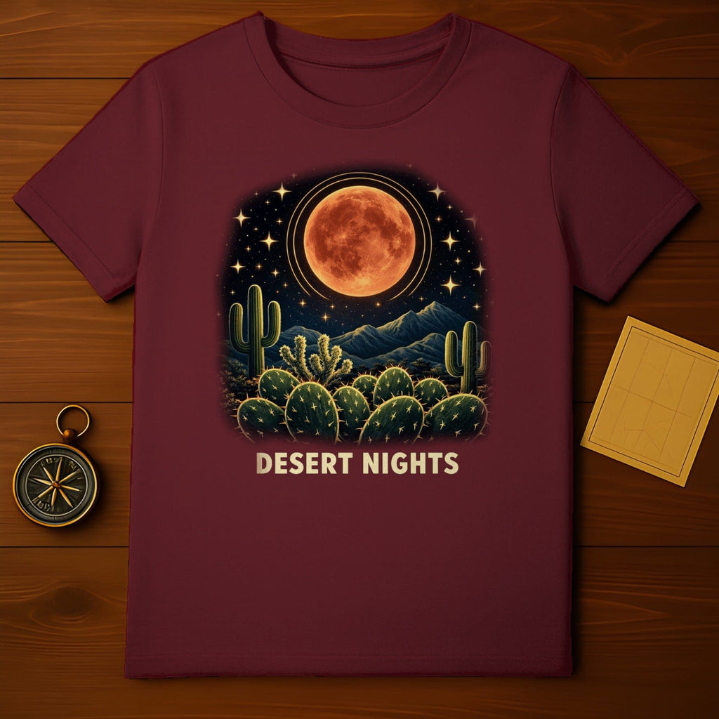 Desert Nights Red Moon Cactus Mountain Scene product type