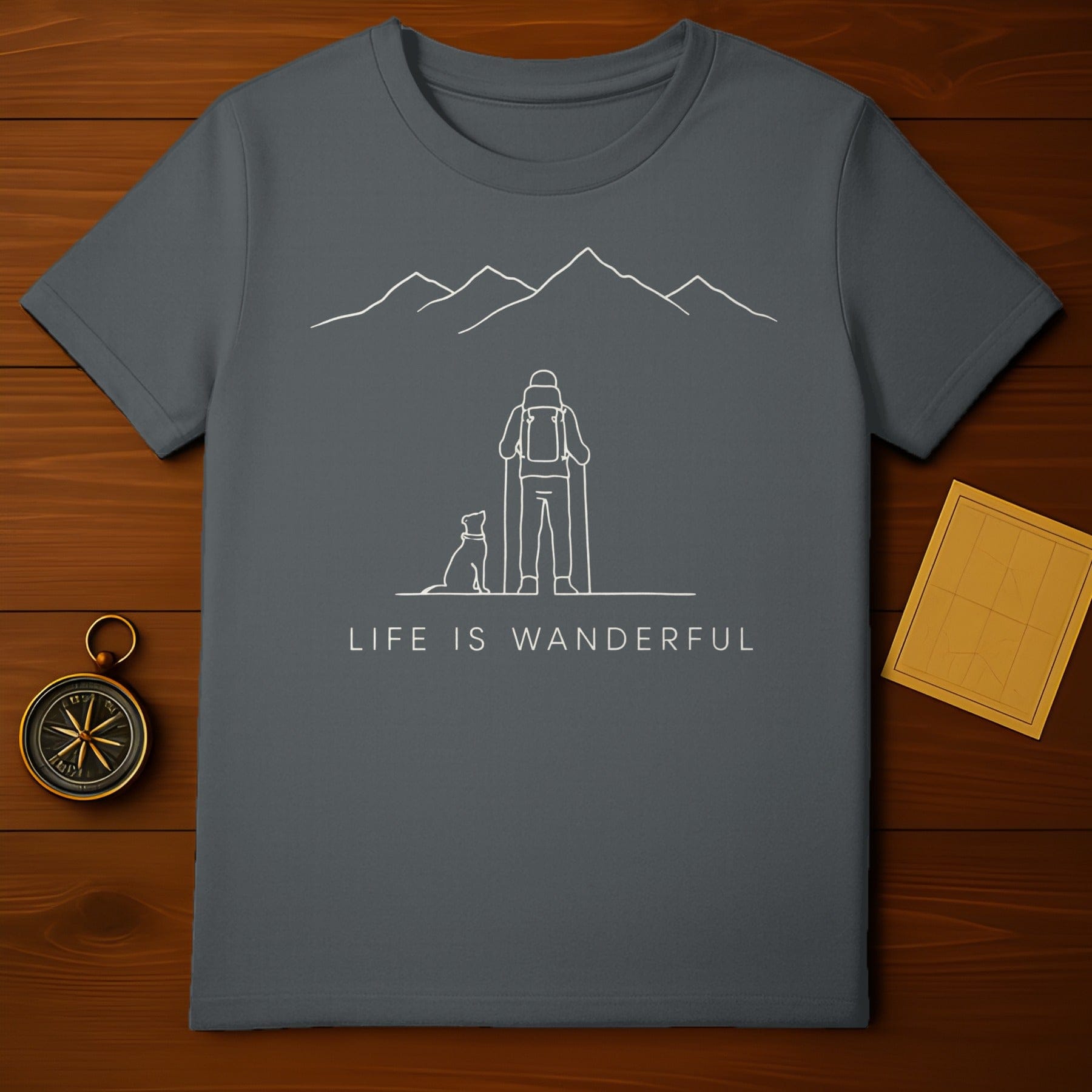 Life is Wanderful Hiking Dog T-Shirt Outdoor Adventure