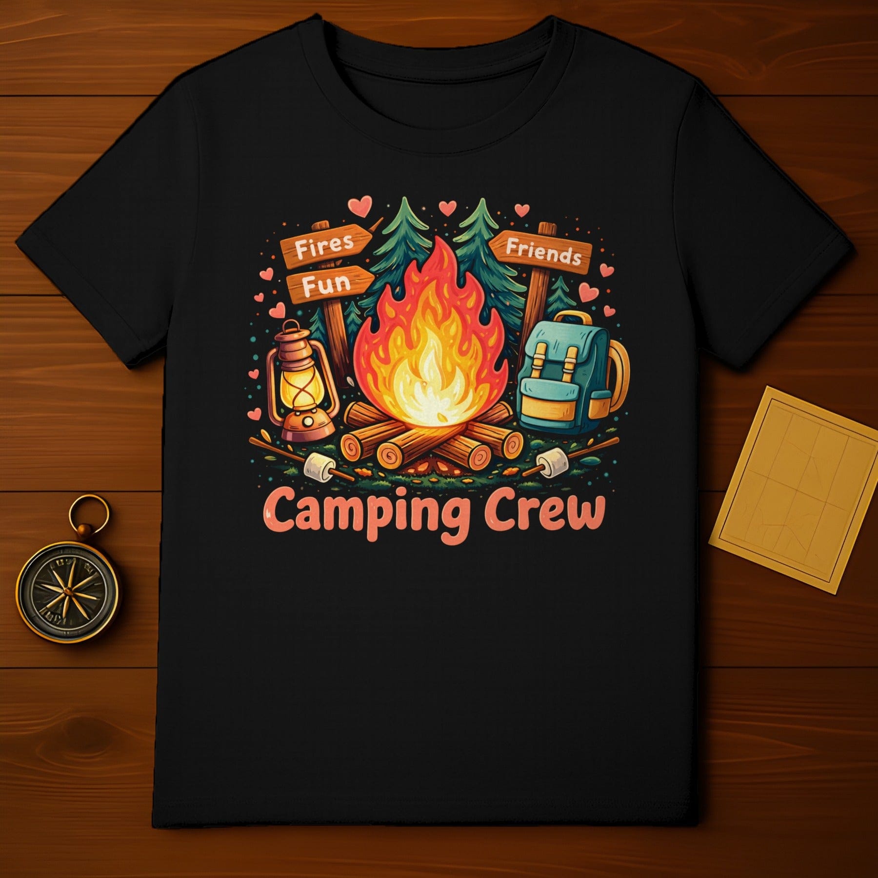 Fires Fun Friends Camping Crew Hike Adventure Shirt