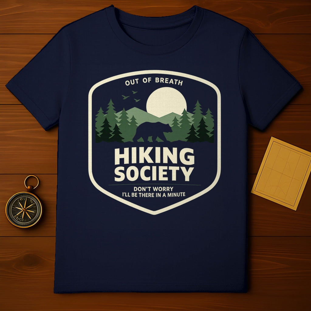 Out Of Breath Hiking Society Don't Worry I'll Be There product type

Hiking Society
Out Of Breath
Bear graphic
Mountain design
Forest trees
Nature lover
Outdoor adventure
Wilderness exploration
Funny hiking
Humorous shirt
Retro design
Vintage style
Camping humor
Trail walking
Woodland theme
Navy blue shirt
Graphic apparel
Adventure seeker
Slow hiker
Unique gift
