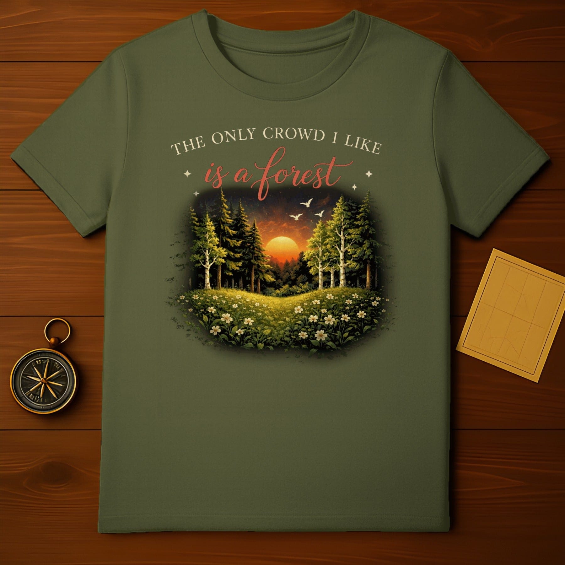 THE ONLY CROWD I LIKE is a forest nature lover product type
Forest tee
Nature design
Outdoor apparel
Sunset graphic
Tree art
Flower meadow
Quote shirt
Solitude theme
Hiking top
Woodland style
Camping gear
Adventure wear
Green shirt
Forest lover
Mountain print
Wildflower tee
Serene design
Peaceful scene
Explore nature
Outdoorsy gift