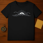 Mountain Sunrise Graphic Tee with Minimalist Design