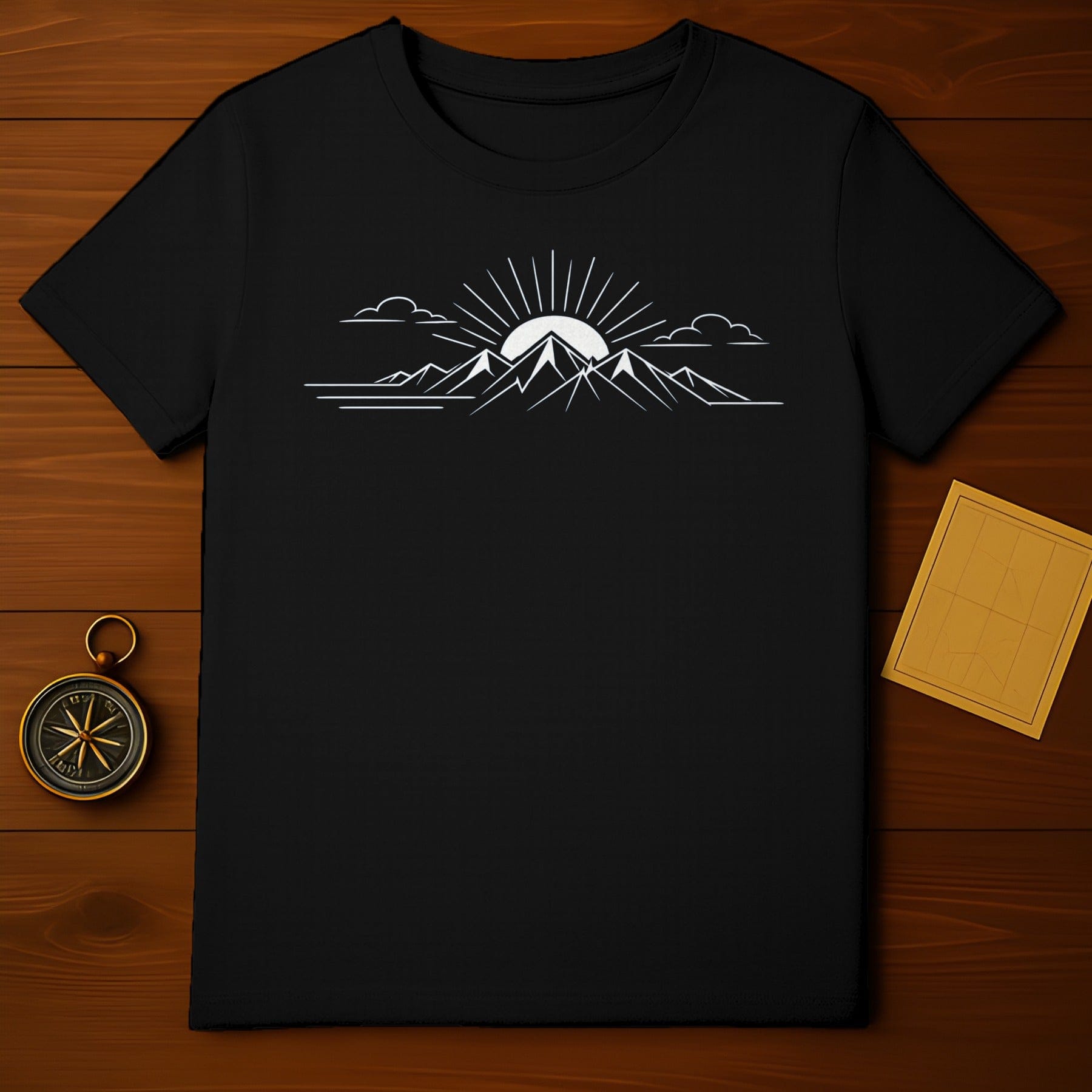 Mountain Sunrise Graphic Tee with Minimalist Design