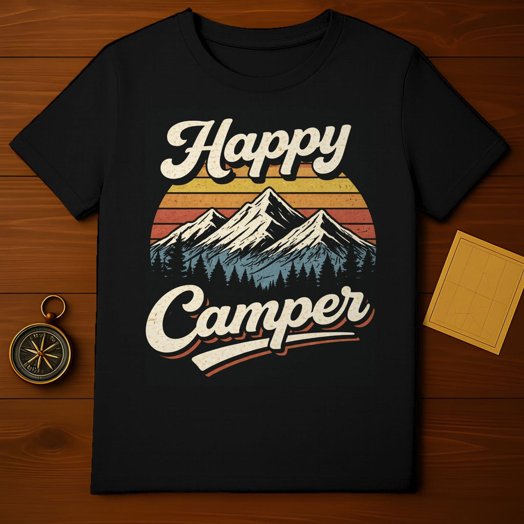 Happy Camper Vintage Mountains Graphic T-shirt