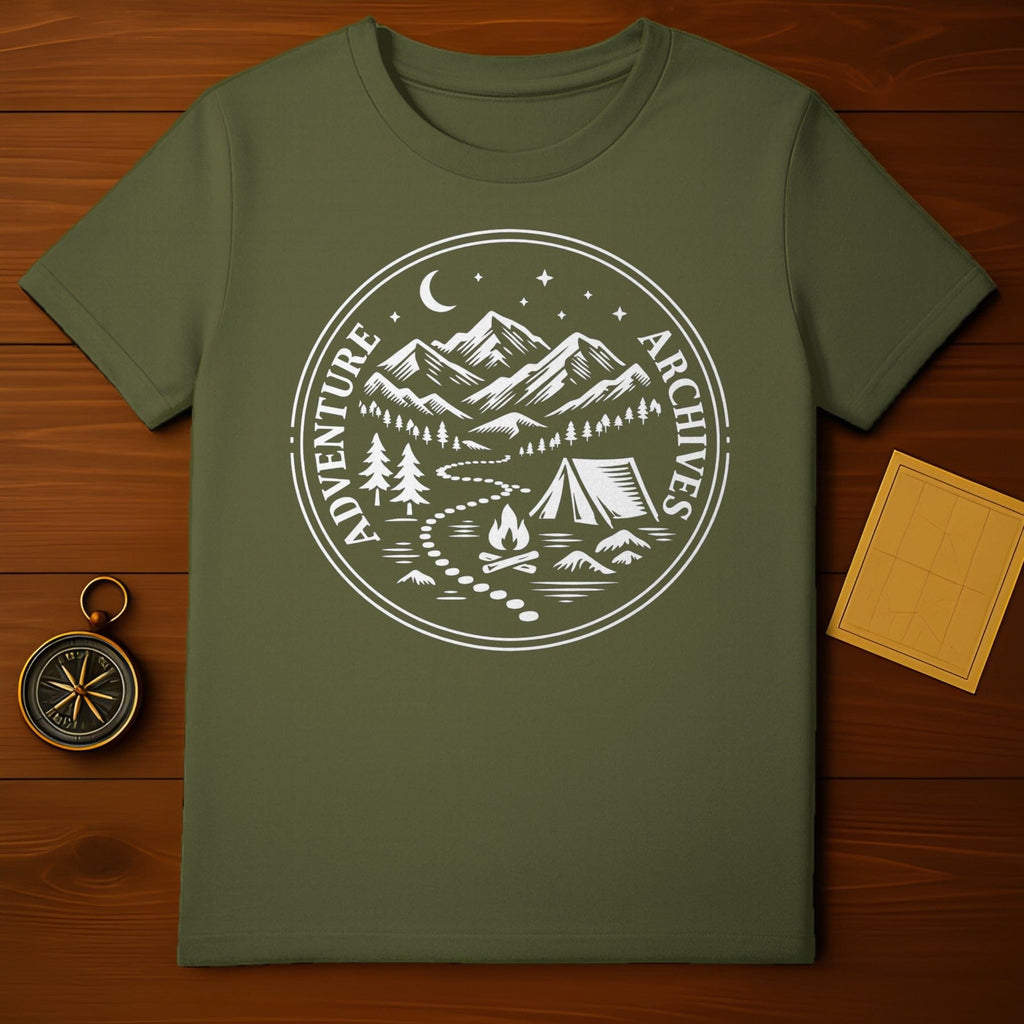 Adventure Archives Mountains Campfire Moon Stars product type
Adventure
Archives
Mountains
Campfire
Moon
Stars
Tent
Trees
Nature
Outdoors
Explore
Camping
Wilderness
Scenic
Night Sky
Graphic Tee
T-shirt
Green Shirt
Apparel
Hiking
