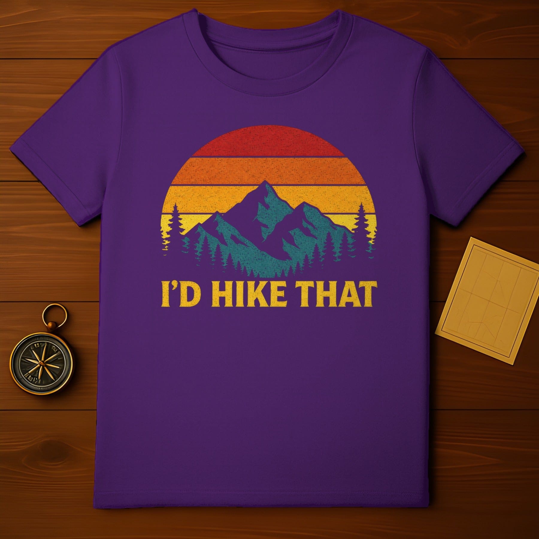 I'd Hike That Retro Sunset Mountain T-Shirt