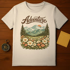 Adventure Nature Mountain and Floral Graphic T-Shirt