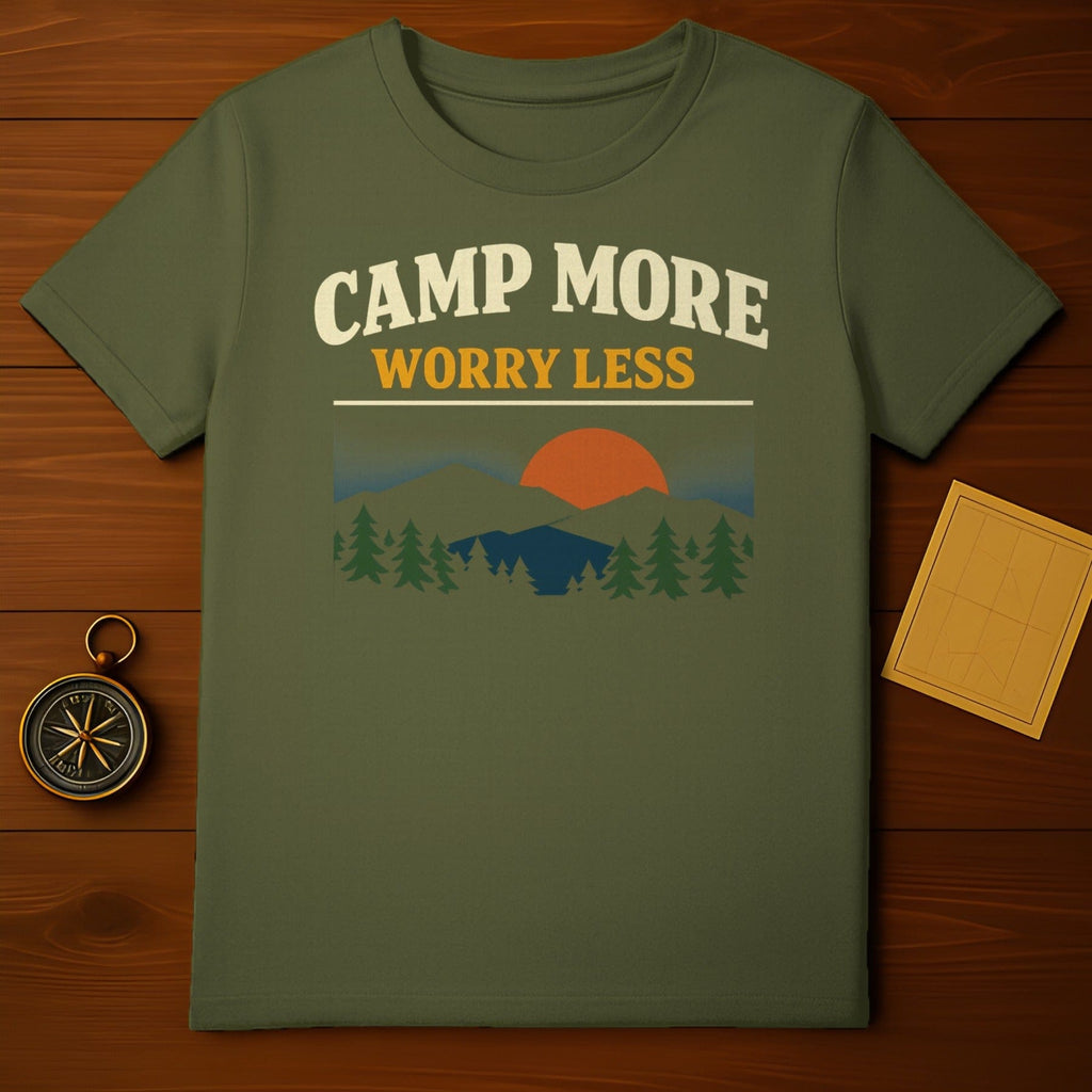 Camp More Worry Less Outdoor Adventure Graphic TShirt product type
Camping
Adventure
Outdoors
Hiking
NatureLover
Mountainscape
ForestTrees
SunsetGraphic
SunriseDesign
PositiveMessage
WorryLessTee
CampMoreShirt
GraphicTshirt
OutdoorApparel
GreenShirt
TravelVibes
ExplorerGear
PeacefulDesign
LandscapeArt
Outdoorsy