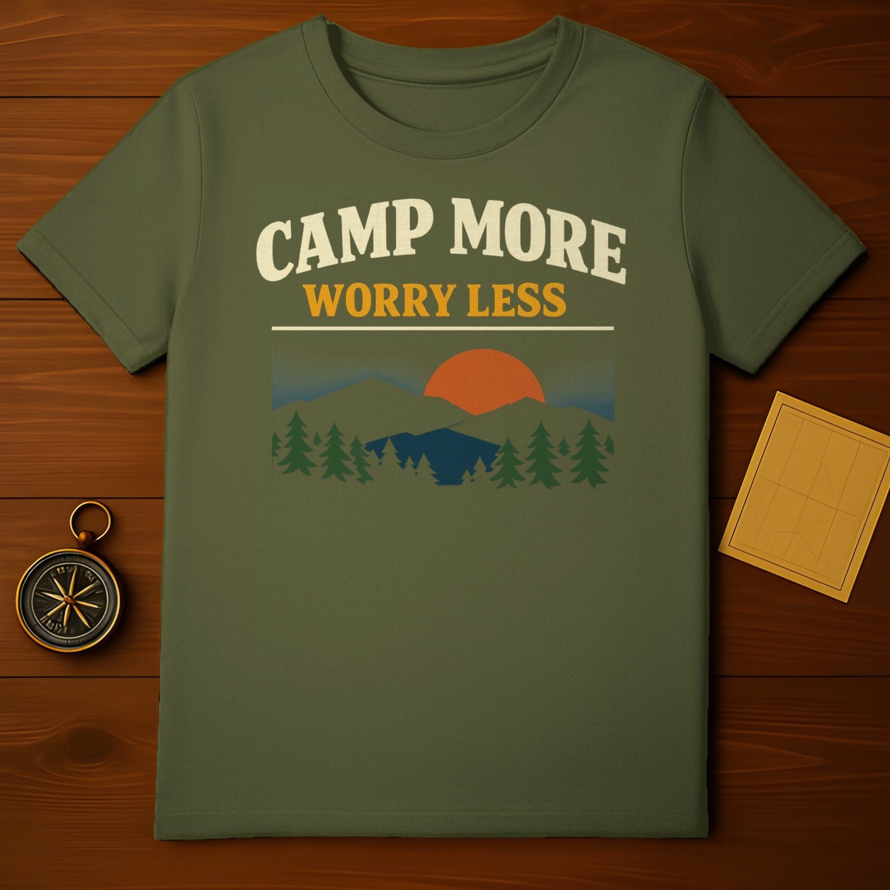 Camp More Worry Less Outdoor Adventure Graphic TShirt product type
Camping
Adventure
Outdoors
Hiking
NatureLover
Mountainscape
ForestTrees
SunsetGraphic
SunriseDesign
PositiveMessage
WorryLessTee
CampMoreShirt
GraphicTshirt
OutdoorApparel
GreenShirt
TravelVibes
ExplorerGear
PeacefulDesign
LandscapeArt
Outdoorsy