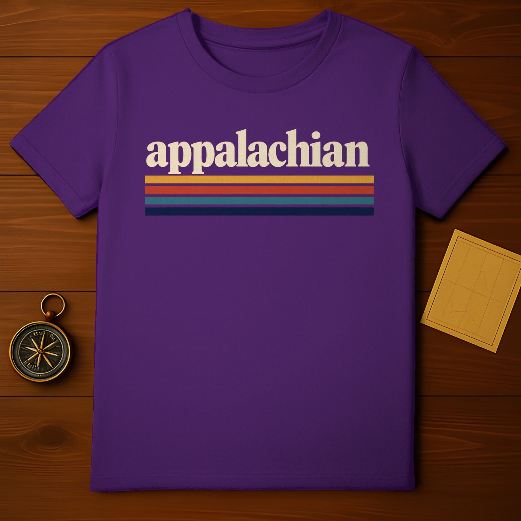 Appalachian Retro Stripes Purple T Shirt Design product type
