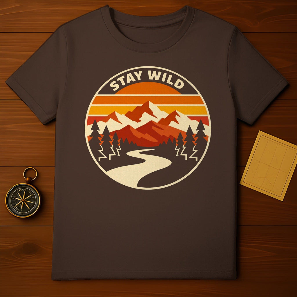 Stay Wild Mountain Forest Sunset Graphic product type
Stay Wild Mountain Forest Sunset Nature Outdoor Adventure Retro Vintage Graphic Tee Travel Explore Wilderness Camping Hiking Landscape Path Trees Sky Horizons