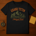 Black t-shirt with Grand Teton National Park graphic.