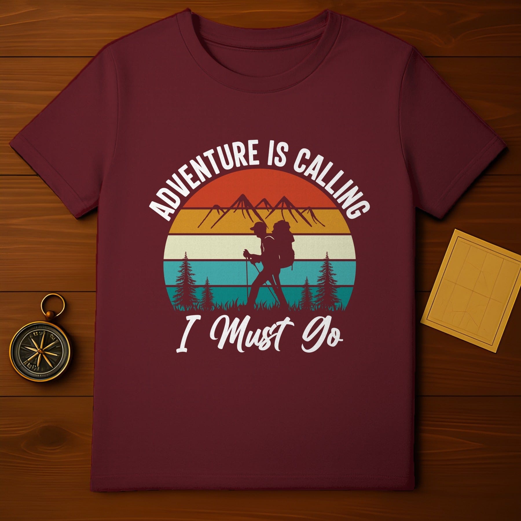 Adventure is Calling I Must Go Hiking Graphic T-Shirt
