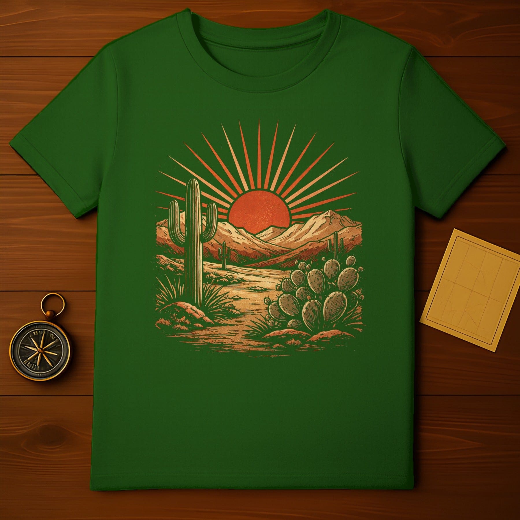 Desert Sunrise with Cacti and Mountains T-Shirt