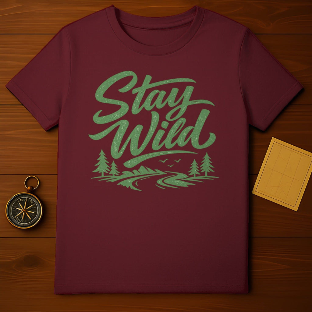 Stay Wild Graphic Forest Design T-Shirt for Outdoor Enthusiasts