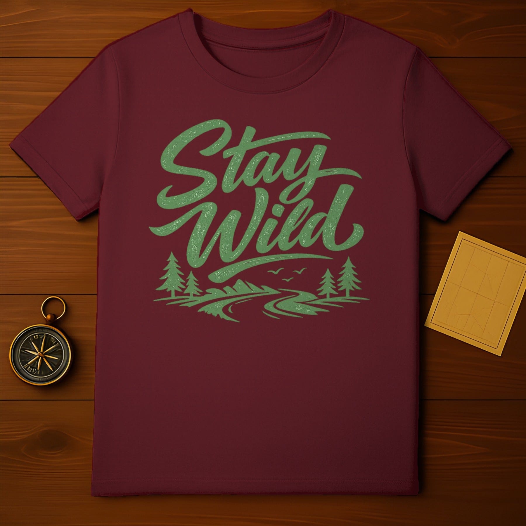 Stay Wild Graphic Forest Design T-Shirt for Outdoor Enthusiasts