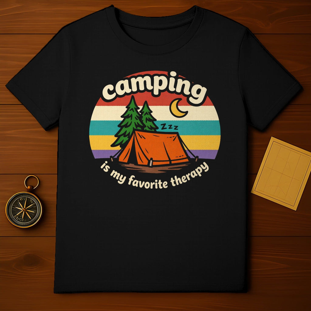 Camping Is My Favorite Therapy Retro Sunset Design product type
Camping Outdoor Nature Adventure Retro Sunset Tent Trees Moon Zzz Therapy Saying Favorite Hobby Outdoorsy Camp Life Wilderness Explore Forest Graphic Shirt Camper Gift Travel