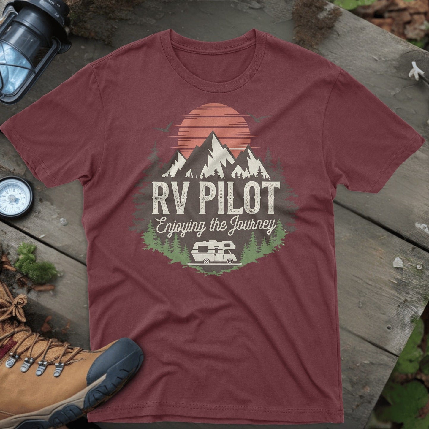 RV Pilot Enjoying the Journey Mountains T Shirt Product